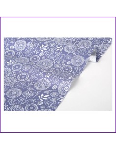 Tela azul y blanca de flores al corte