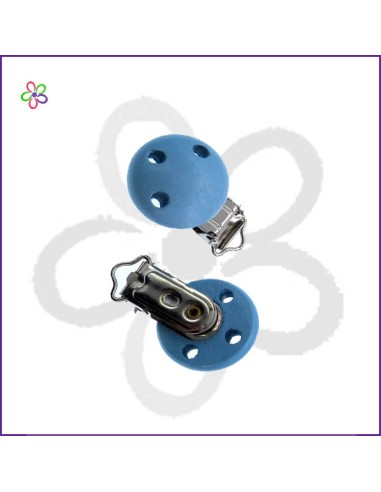 Pinza madera chupetero azul