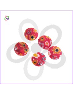 Cuentas de vidrio disco rojo