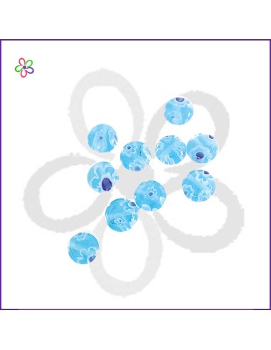 Cuentas de vidrio mil flores azul