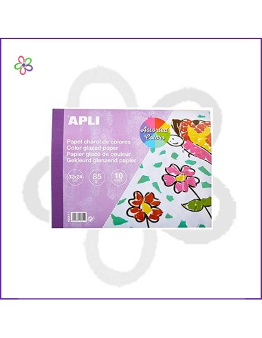 Bloc 10 hojas papel charol colores Apli