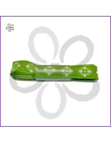 Cinta otoman verde flor geométrica