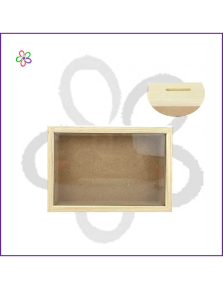 Hucha madera y cristal