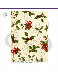 Papel arroz soft acebo Navidad