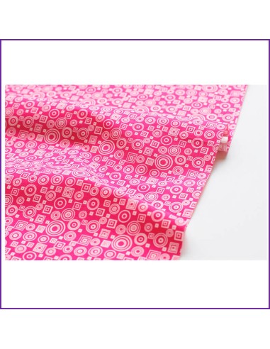Tela fucsia con motivos geométricos, por metros